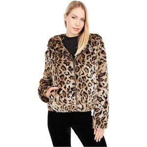 Love Token Maggy Hooded Faux Fur Short Coat Size Small NWOT